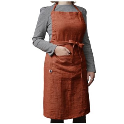 Tablier ajustable en lin lavé SOLINE 70 x 85 cm Paprika
