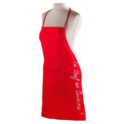 Tablier avec poche brode Cuistot 60 x 84 cm rouge