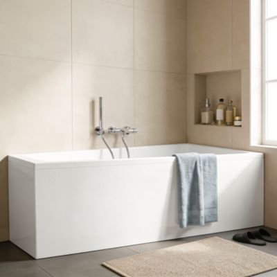 Tablier de baignoire asymétrique frontal 160x90 cm, blanc, Teesta GoodHome