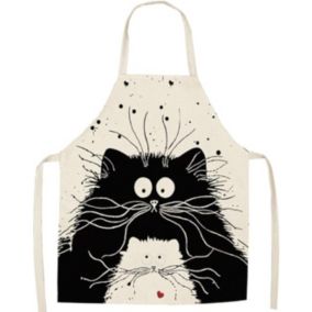 Tablier de cuisine unisexe mignon dessin animé tablier de barbecue Le chat