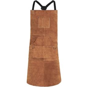 Tablier de soudage en cuir pour homme, tablier de travail résistant à la chaleur, tablier en cuir de vache très résistant, parfait