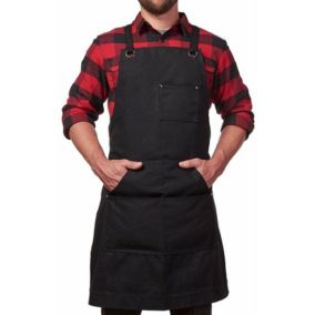 Tablier en toile pour homme - Tablier de travail robuste noir pour charpentiers, barbecues et jardiniers