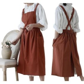 Tablier imperméable en coton et lin pour femme - Orange Taille unique - Pour nettoyer le jardin, la cuisine, le café et le magasin