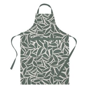 Tablier motif végétal vert et blanc L. 80 cm Guy Levasseur