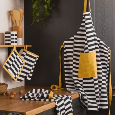 Tablier pop vintage noir et blanc L. 80 cm Guy Levasseur