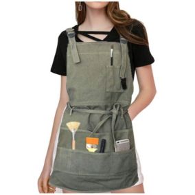 Tablier Tablier professionnel en toile avec poches pour femmes hommes adultes, ajustable Café lait thé salon de coiffure fleuriste