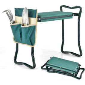 Tabouret Agenouilloir et Assis Pliable Charge 120KG Tabouret à Genoux avec 1 Poche à Outils & Coussin