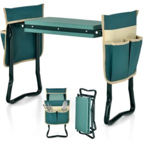 Tabouret Agenouilloir et Assis Pliable Charge 120KG Tabouret à Genoux avec 2 Poches à Outils & Coussin