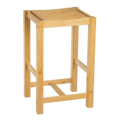 Tabouret assise en bambou couleur Beige - Longueur 35 x Largeur 30 x Hauteur 55 cm