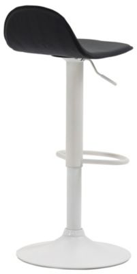 Tabouret Bar Design Lana V2 Réglable, Chaise Haute Bistrot, Dossier Repose-pied Piétement Métal Noir/Blanc