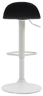 Tabouret Bar Design Lana V2 Réglable, Chaise Haute Bistrot, Dossier Repose-pied Piétement Métal Noir/Blanc