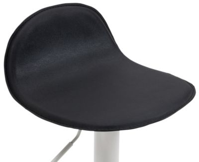 Tabouret Bar Design Lana V2 Réglable, Chaise Haute Bistrot, Dossier Repose-pied Piétement Métal Noir/Blanc