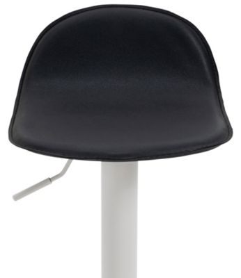 Tabouret Bar Design Lana V2 Réglable, Chaise Haute Bistrot, Dossier Repose-pied Piétement Métal Noir/Blanc