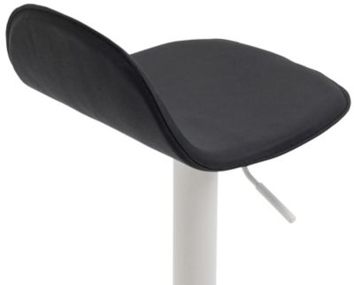 Tabouret Bar Design Lana V2 Réglable, Chaise Haute Bistrot, Dossier Repose-pied Piétement Métal Noir/Blanc