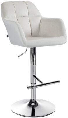 Tabouret bar Natoma velours, pivotant à 360 , structure réglable avec repose-pieds, assise rembourrée Métalchromé/Crème