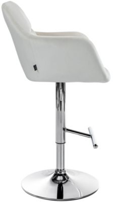 Tabouret bar Natoma velours, pivotant à 360 , structure réglable avec repose-pieds, assise rembourrée Métalchromé/Crème