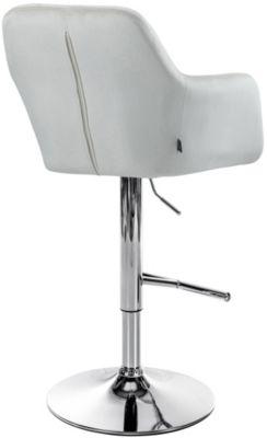 Tabouret bar Natoma velours, pivotant à 360 , structure réglable avec repose-pieds, assise rembourrée Métalchromé/Crème