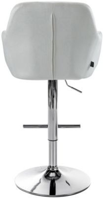 Tabouret bar Natoma velours, pivotant à 360 , structure réglable avec repose-pieds, assise rembourrée Métalchromé/Crème