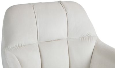 Tabouret bar Natoma velours, pivotant à 360 , structure réglable avec repose-pieds, assise rembourrée Métalchromé/Crème