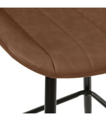 Tabouret  Chaise de Bar assise Cognac et pieds en métal H 107 cm