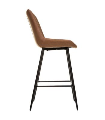 Tabouret  Chaise de Bar assise Cognac et pieds en métal H 107 cm