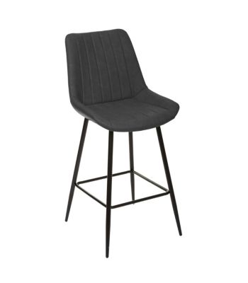 Tabouret Chaise de Bar assise Gris Ardoise et pieds en métal H 107 cm