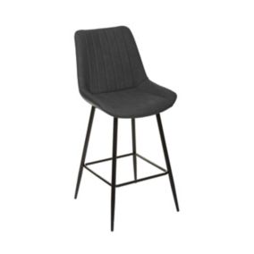 Tabouret Chaise de Bar assise Gris Ardoise et pieds en métal H 107 cm