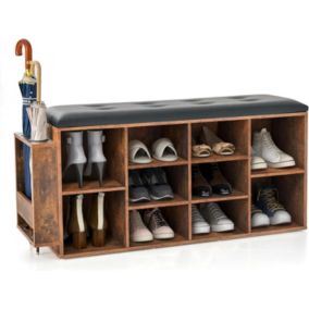 Tabouret à chaussures de Coussin Amovible Banc à Chaussures avec support de parapluie