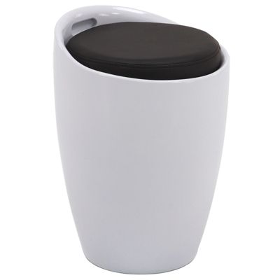 Tabouret coffre de rangement DANIEL, blanc/noir