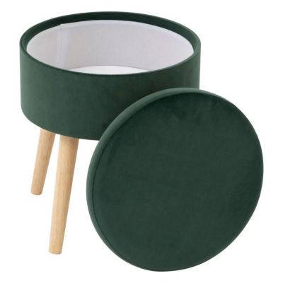 Tabouret Coffre Scandinave "Tess" 44cm Vert Cèdre