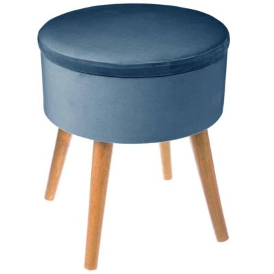 Tabouret coffre Tess bleu en velours - Atmosphera