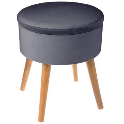 Tabouret coffre "Tess" velours gris ardoise - Atmosphera Créateur d'intérieur