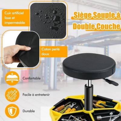 Högert Technik - Tabouret D'atelier Réglable, Siège D'atelier Télescopique, Réglage De La Hauteur, Construction Robuste, Charge Maximale : 140 Kg, Tabouret Roulant Pour Atelier