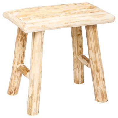Tabouret décoratif en bois style naturel Beige, L. 34 x l. 24 x H. 32 cm, WOODY