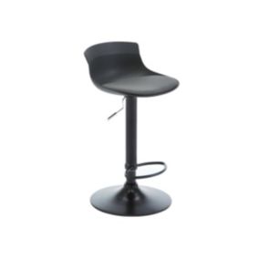 Tabouret de bar ALBEDO - Noir - Siège gris clair