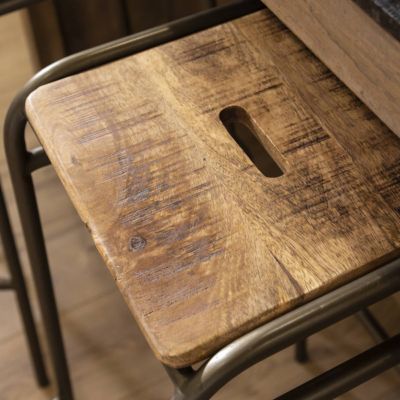 Tabouret de bar écolier bois et métal 77cm Marcus