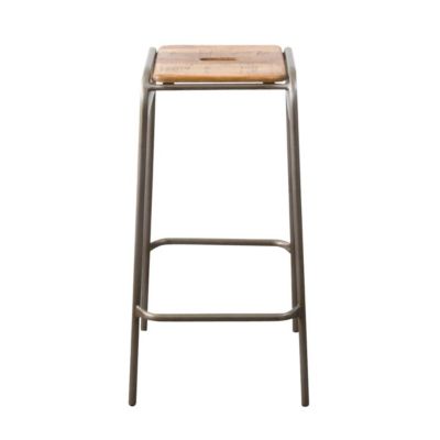 Tabouret de bar écolier bois et métal 77cm Marcus