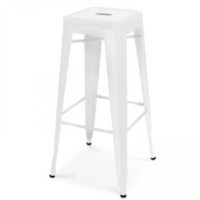 Tabouret de bar en métal blanc mat  Oviala