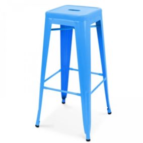 Tabouret de bar en métal bleu mat  Oviala