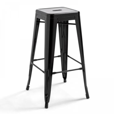 Tabouret de bar en métal brillant noir  Oviala