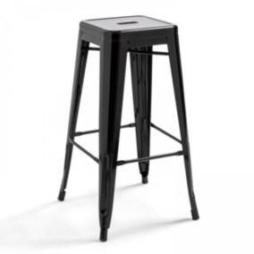 Tabouret de bar en métal brillant noir