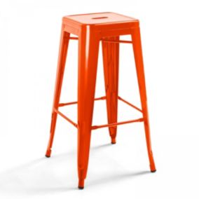 Tabouret de bar en métal brillant orange