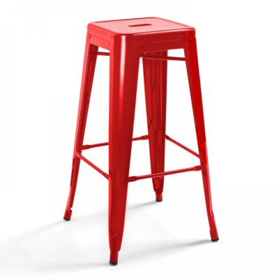 Tabouret de bar en métal brillant rouge  Oviala