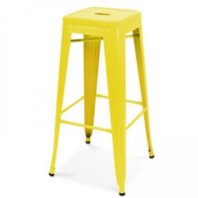 Tabouret de bar en métal jaune mat   Oviala