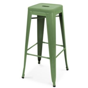 Tabouret de bar en métal mat vert cactus  Oviala