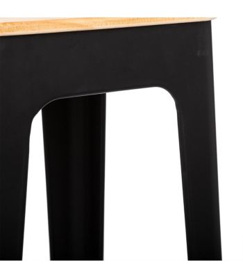 Tabouret de Bar en métal Noir et Assise en Bois  H 80 cm