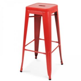 Tabouret de bar en métal rouge mat  Oviala