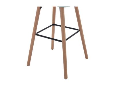 Tabouret de bar en velours et pieds bois de hêtre - Vert foncé - ELEANA