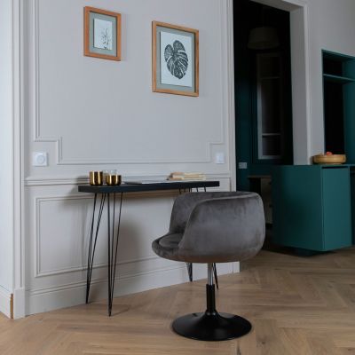 Tabouret de bar en velours gris NOLAN - Happy Garden