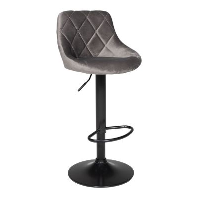 Tabouret de bar en velours gris ROBIN - Happy Garden